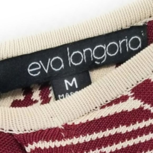 Eva Longoria Power Knit Sleeveless Peplum Dress in Maroon & Cream Print Size M - Picture 8 of 8